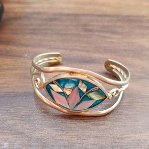 Little Girl's Vintage Alpaca Abalone Bracelet